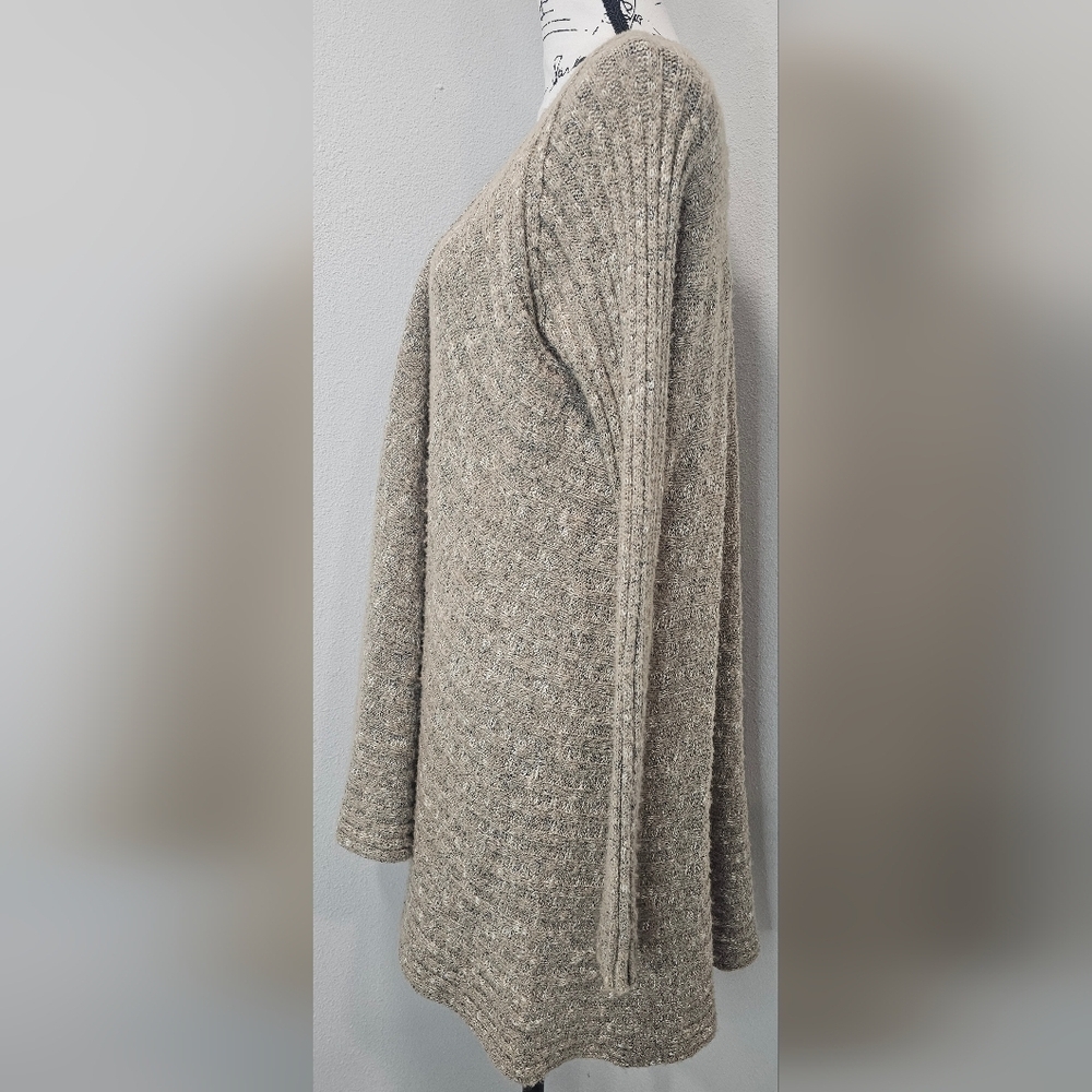 Free People Open Front Waterfall Crochet Knit Long Sleeve Layering Oatmeal Sz XS - Picture 3 of 14